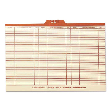Manila Out Guides, Printed Form Style, 1/5-Cut Top Tab, Out, 8.5 x 14, Manila, 100/Box
