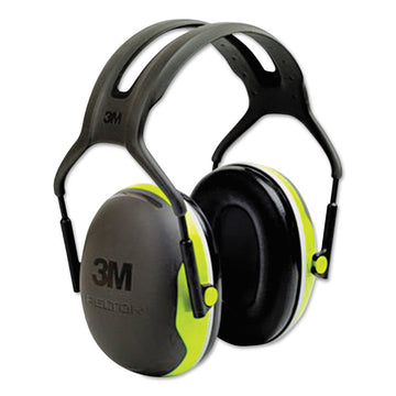 PELTOR X4A Over the Head Earmuffs, Dielectric, 27 dB NRR, Black/Chartreuse
