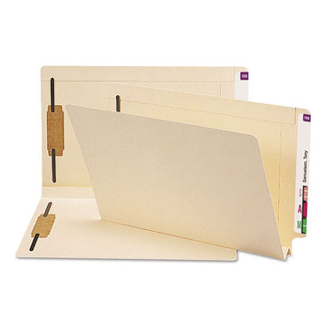 Manila End Tab Fastener Folders, W-Fold Design, Reinforced Straight Tab, Expands 1.5", 2 Fasteners, Legal Size, Manila, 50/BX