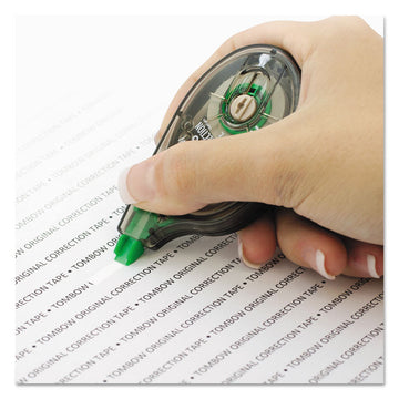 MONO Original Correction Tape, Non-Refillable, 0.17" x 32.83 ft, White Tape, Translucent Smoke/Green Dispenser