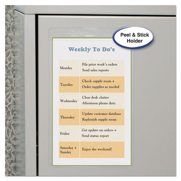 Self-Adhesive Poly Shop Ticket Holders, Super Heavy-Duty, Top Load 5 x 8 Insert, Clear Front, 50/Box
