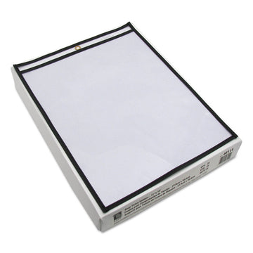 Stitched Shop Ticket Holders, Super Heavy-Duty, Top Load 11 x 14 Insert, Clear Front, Black Border, 25/Box