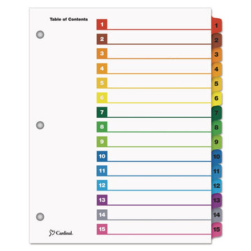 OneStep Printable Table of Contents and Dividers, 15-Tab, 1 to 15, 11 x 8.5, White, Assorted Tabs, 1 Set