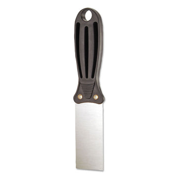 Putty Knife, 1.5" Wide, Carbon Steel Blade, Flexible Handle, Black/Silver, 24/Carton