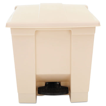Indoor Utility Step-On Waste Container, 8 gal, Plastic, Beige