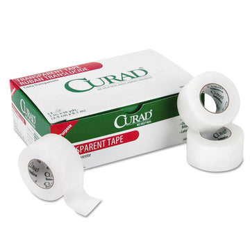 Transparent Surgical Tape, Heavy-Duty, 1" x 10 yds, Matte Clear, 12/Pack