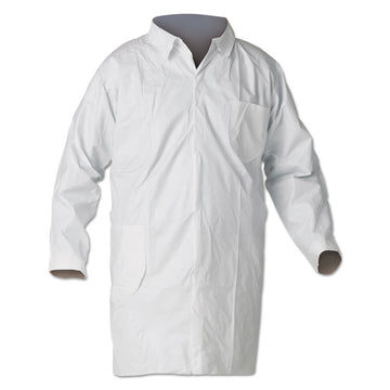 A40 Liquid and Particle Protection Lab Coats, Open Wrists, Medium, White, 30/Carton