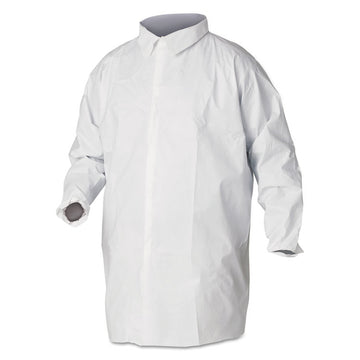 A40 Liquid and Particle Protection Lab Coats, Elastic Wrists, 2X-Large, White, 30/Carton