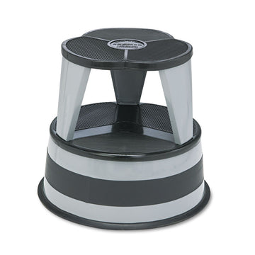 Kik-Step Steel Step Stool, 2-Step, 350 lb Capacity, 16" Diameter x 14.25"h, Slate