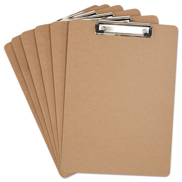 Hardboard Clipboard with Low-Profile Clip, 0.5" Clip Capacity, Holds 8.5 x 11 Sheets, Brown, 6/Pack