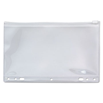 Zip-All Ring Binder Pocket, 2- to 7-Hole Punched, 6" x 9.5", Clear