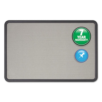Contour Fabric Bulletin Board, 36" x 24", Gray Surface, Black Plastic Frame
