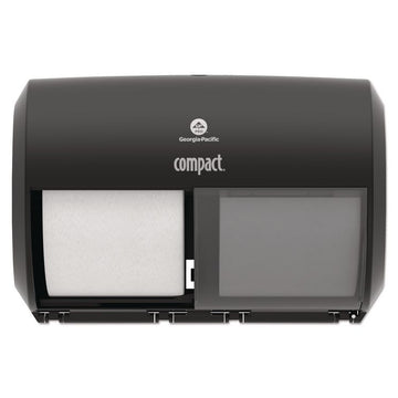 Compact Coreless Side-by-Side Double Roll Tissue Dispenser, 11.5 x 7.63 x 8, Black