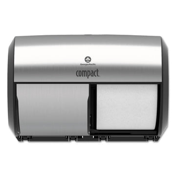 Compact Coreless Side-by-Side Double-Roll Tissue Dispenser, 11 x 7.38 x 7.38, Stainless Steel