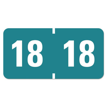 Yearly End Tab File Folder Labels, 18, 0.75 x 1.5, Teal, 500/Roll