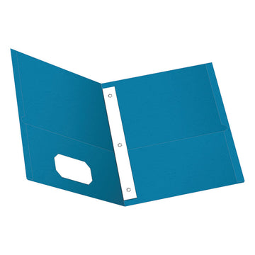 Twin-Pocket Folder with Prong Fasteners, Accommodates (135) 11 x 8.5 Sheets, Light Blue, 25/Box
