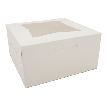 White Window Bakery Boxes with Tuck-in Lid, 10 x 10 x 5, White, Paper, 150/Carton