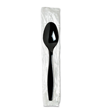 Individually Wrapped Heavyweight Spoon, Plastic, Black, 1,000/Carton