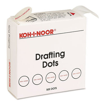 Koh-I-Noor Drafting Dots - 0.88" Diameter - White - Paper - Dispenser Included - Tear Resistant - For Holding - 1 Box
