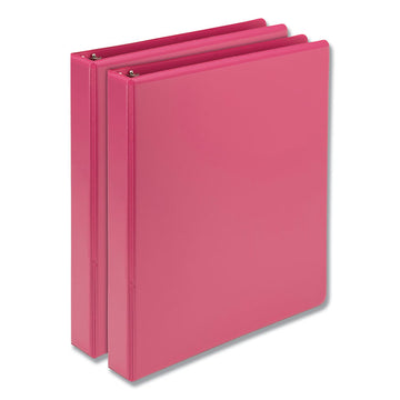 Earth's Choice Plant-Based Durable Fashion View Binder, 3 Rings, 1" Capacity, 11 x 8.5, Berry, 2/Pack