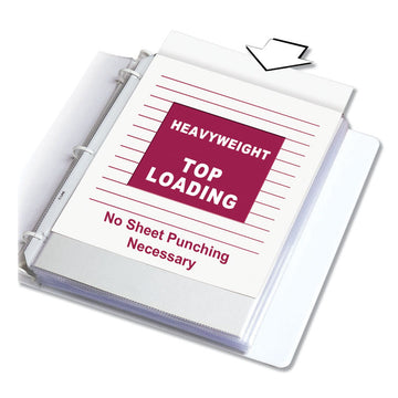 Polypropylene Sheet Protectors, Heavy-Duty, Side: 3-Hole Punched, Top Load 8.5 x 11 Insert, Nonglare Clear Front, 50/Box
