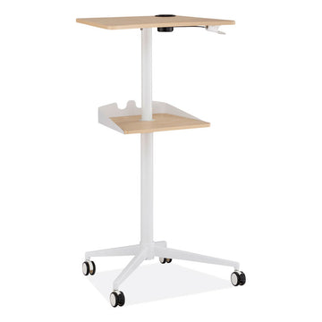 VUM Mobile Workstation, 25.25" x 19.75" x 35.5" to 47.75", Natural/White