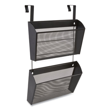 Wire Mesh Wall File, 2 Sections, Letter Size, 14.37" x 3.34", Black