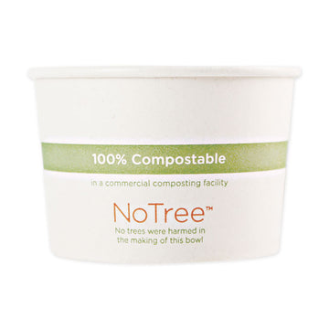 No Tree Paper Bowls, 12 oz, 4.4" Diameter x 2.5" h, Natural, Sugarcane, 500/Carton