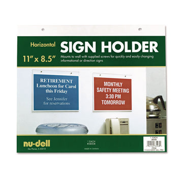 Acrylic Sign Holder, Horizontal, 11 x 8.5, Clear