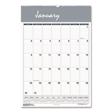 Bar Harbor Recycled Wirebound Monthly Wall Calendar, 15.5 x 22, White/Blue/Gray Sheets, 12-Month (Jan-Dec): 2026