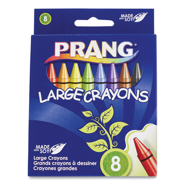 Large Crayons Made with Soy, Large Size, 0.38" x 4", 8 Assorted Colors, 8/Pack