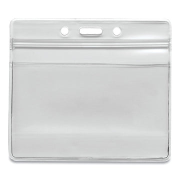 Resealable ID Badge Holders, Horizontal Orientation, Transparent Frost 4.13" x 3.75" Holder, 4" x 2.81" Insert, 50/Pack