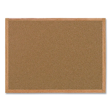 Value Cork Board with Oak Frame, 24" x 36", Brown Surface, Natural Oak Frame