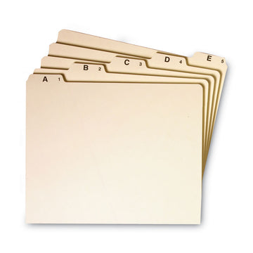 Alphabetic Top Tab Indexed File Guide Set, 1/5-Cut Top Tab, A to Z, 8.5" x 11", Manila, 25/Set
