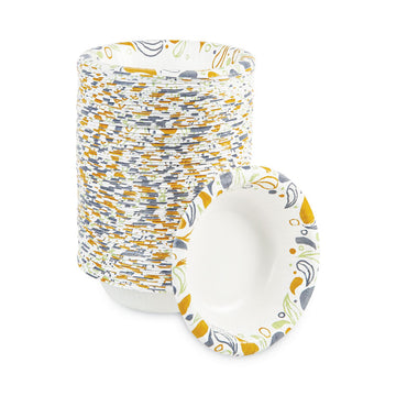 Deerfield Printed Paper Bowl, 12 oz, Coated/Soak Proof, Multicolor, 125/Pack, 8 Packs/Carton