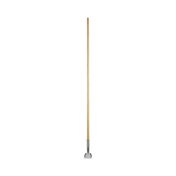 Clip-On Dust Mop Handle, Lacquered Wood, Swivel Head, 1" dia x 60", Natural
