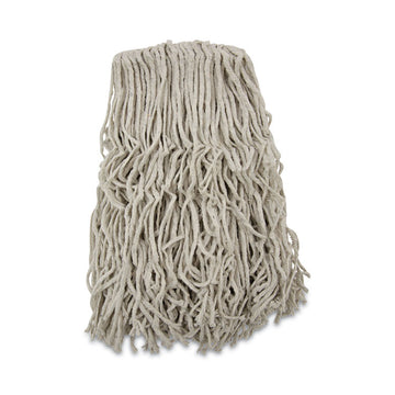 Banded Cotton Mop Heads, 24 oz, White, 12/Carton