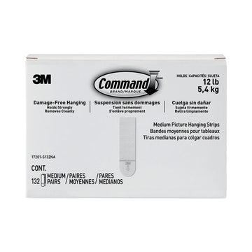 Damage-Free Hanging Picture Hanging Strip Pairs, Holds Up to 2.5 lb, Medium: 0.75" x 2.75", White, 132/Pack