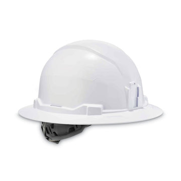 Skullerz 8971 Class E Hard Hat Full Brim, 4-Point Ratchet Suspension, One Size Fits Most (6.5 to 8), White
