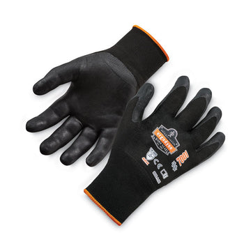 Ergodyne ProFlex 7001 Abrasion-Resistant Nitrile-Coated Gloves - DSX - 0.75" Thickness x 9" Glove Length - Nitrile Coating - Large Size - Black - Touchscreen Capable - Abrasion Resistant, Seamless, Knit Wrist, Dirt Resistant, Debris Resistant, Machine Was