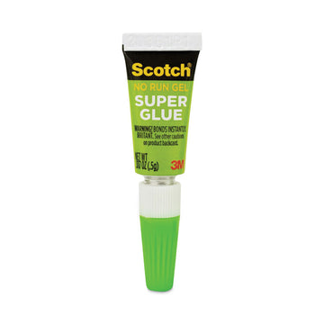 Single Use Super Glue No-Run Gel, 0.02 oz, Dries Clear, 4/Pack