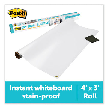 Post-it® Self-Stick Dry-Erase Film Surface - White Surface - 36" (3 ft) Width x 48" (4 ft) Length - White Film - Rectangle - Flexible, Stain Resistant, Self-stick - 1 Pack