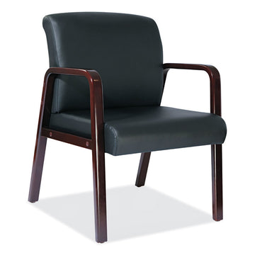 Alera Reception Lounge WL Series Guest Chair, 24.21" x 24.8" x 32.67", Black Seat, Black Back, Mahogany Base