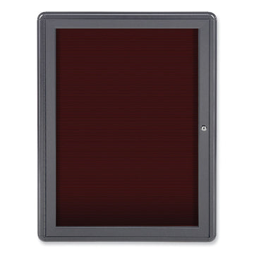 Enclosed Letterboard, 24.13" x 33.75", Burgundy Surface, Powder-Coated Gray Aluminum Frame