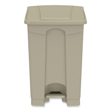 Plastic Step-On Receptacle, 12 gal, Plastic, Tan