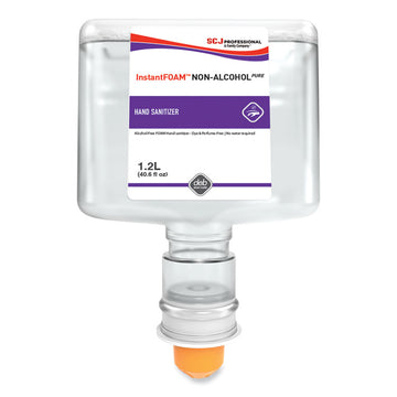 InstantFOAM Non-Alcohol PURE Hand Sanitizer, 1.2 L Touch Free Refill Cartridge, Unscented, 3/Carton