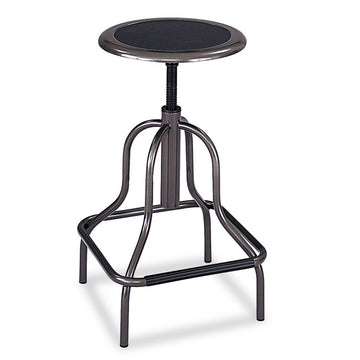 Diesel Industrial Stool, Backless, Supports Up to 250 lb, 22" to 27" Seat Height, Black Seat, Pewter Base