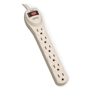 Industrial Power Strip, 6 Outlets, 4 ft Cord, Gray