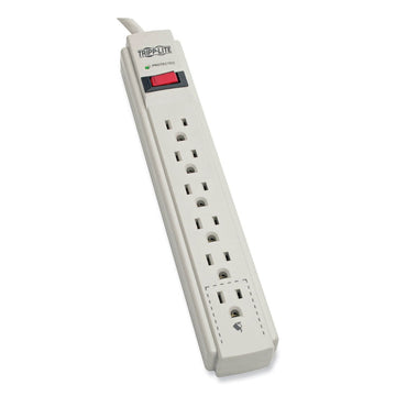 Protect It! Surge Suppressor, 6 AC Outlets, 4 ft. Cord, 790 J, Light Gray