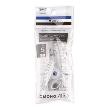 MONO Air Pen-Type Correction Tape, Refillable, 0.19" x 19.67 ft, White Tape, Clear Dispenser
